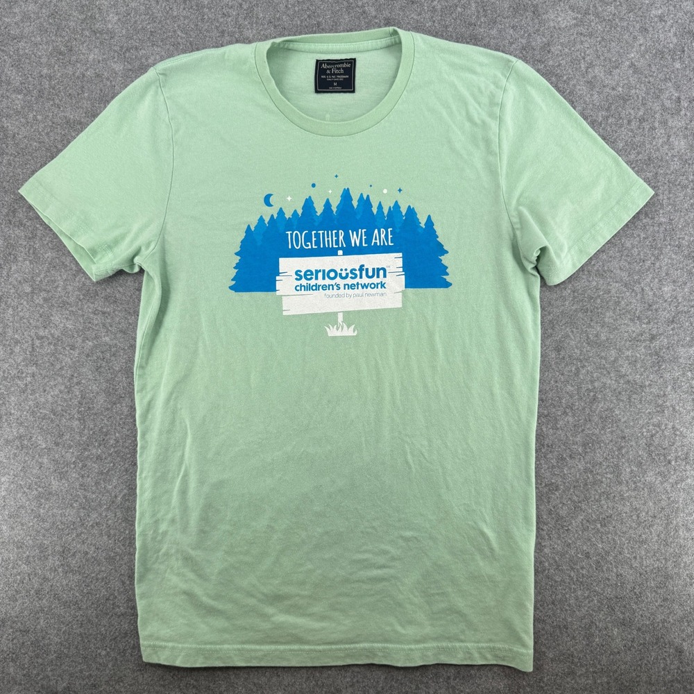 Y2K Abercrombie & Fitch T-Shirt Mens M SeriousFun Network Green Graphic